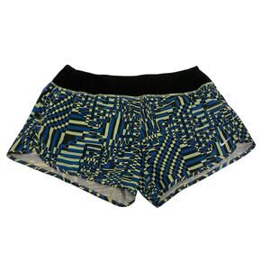 Women's Nike 4" SW Rival Printed Dri-Fit Running Shorts Size Medium Green & Blue